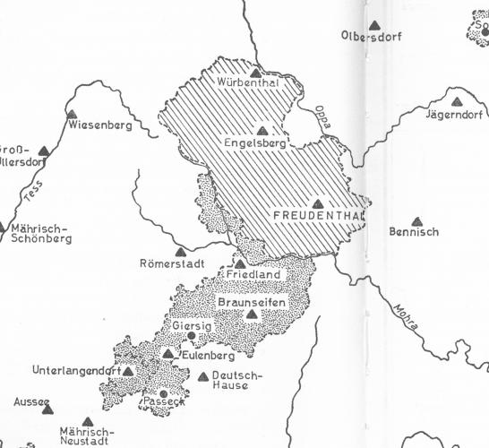 Mapa provincie Řádu německých rytířů na Moravě a ve Slezsku