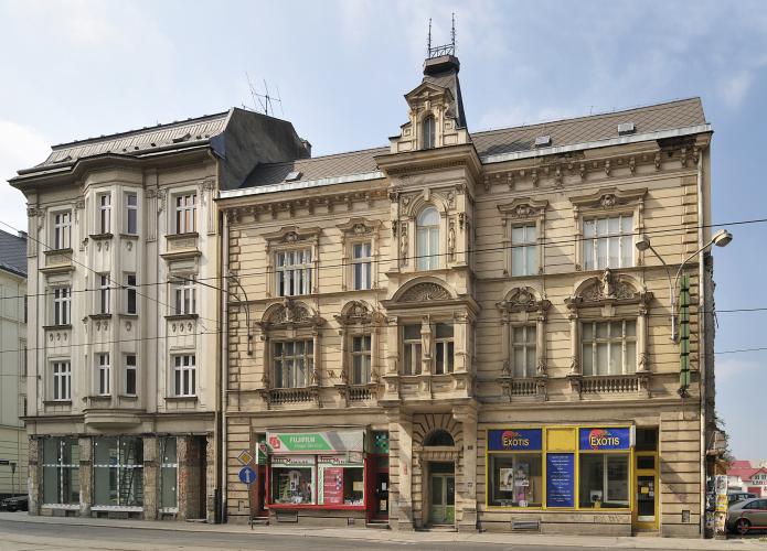 Dnešní podoba obytného domu Františka Jurečka, Nádražní ulice, Ostrava