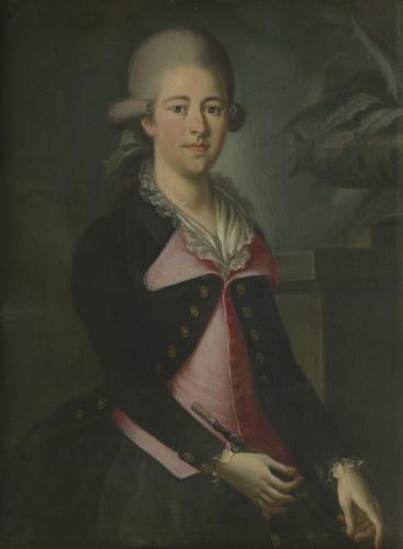 Neznámý autor, Portrét hraběnky Marie Walburgy, olej na plátně, kol. 1785, 92 × 72 cm, Jihomoravské muzeum ve Znojmě, dlouhodobá zápůjčka v zámku Kunín