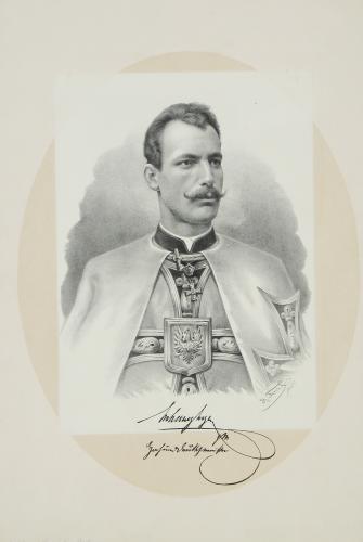 Rudolf Fenzl, Arcivévoda Evžen Rakouský, velmistr Řádu německých rytířů, 1894, litografie, 470 x 350 mm, sbírka Muzea v Bruntále